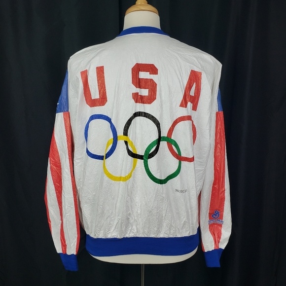 Vintage Dupont General Mills USA Olympic All Over Print Flag Bomber Jacket - Picture 3 of 7